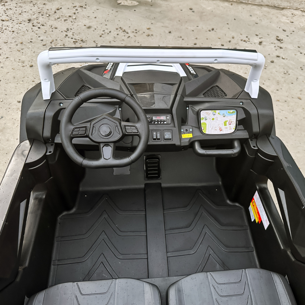 UTV electric pentru 2 copii intre 3-11 ani, Racing 300W 4x4 24V 7ah cu ROTI MOI #Alb [12]