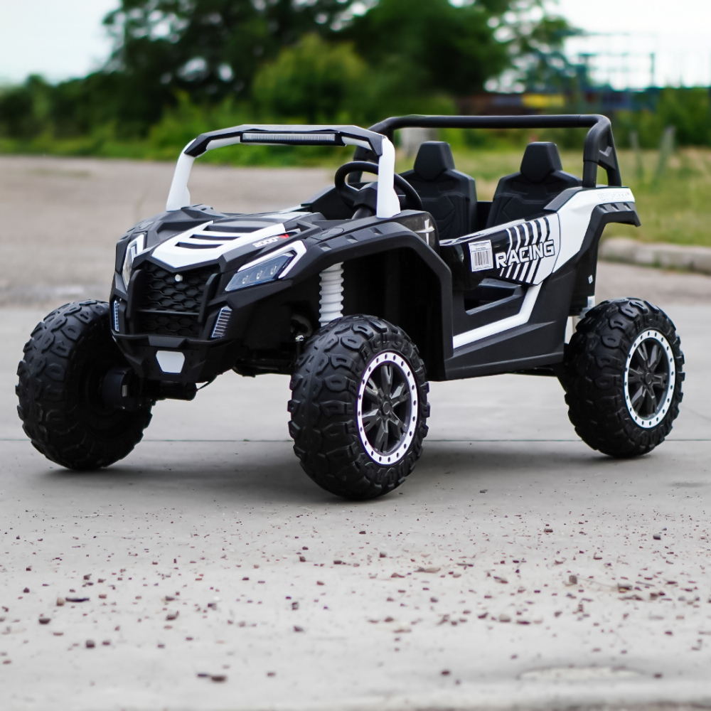 UTV electric pentru 2 copii intre 3-11 ani, Racing 300W 4x4 24V 7ah cu ROTI MOI #Alb [5]