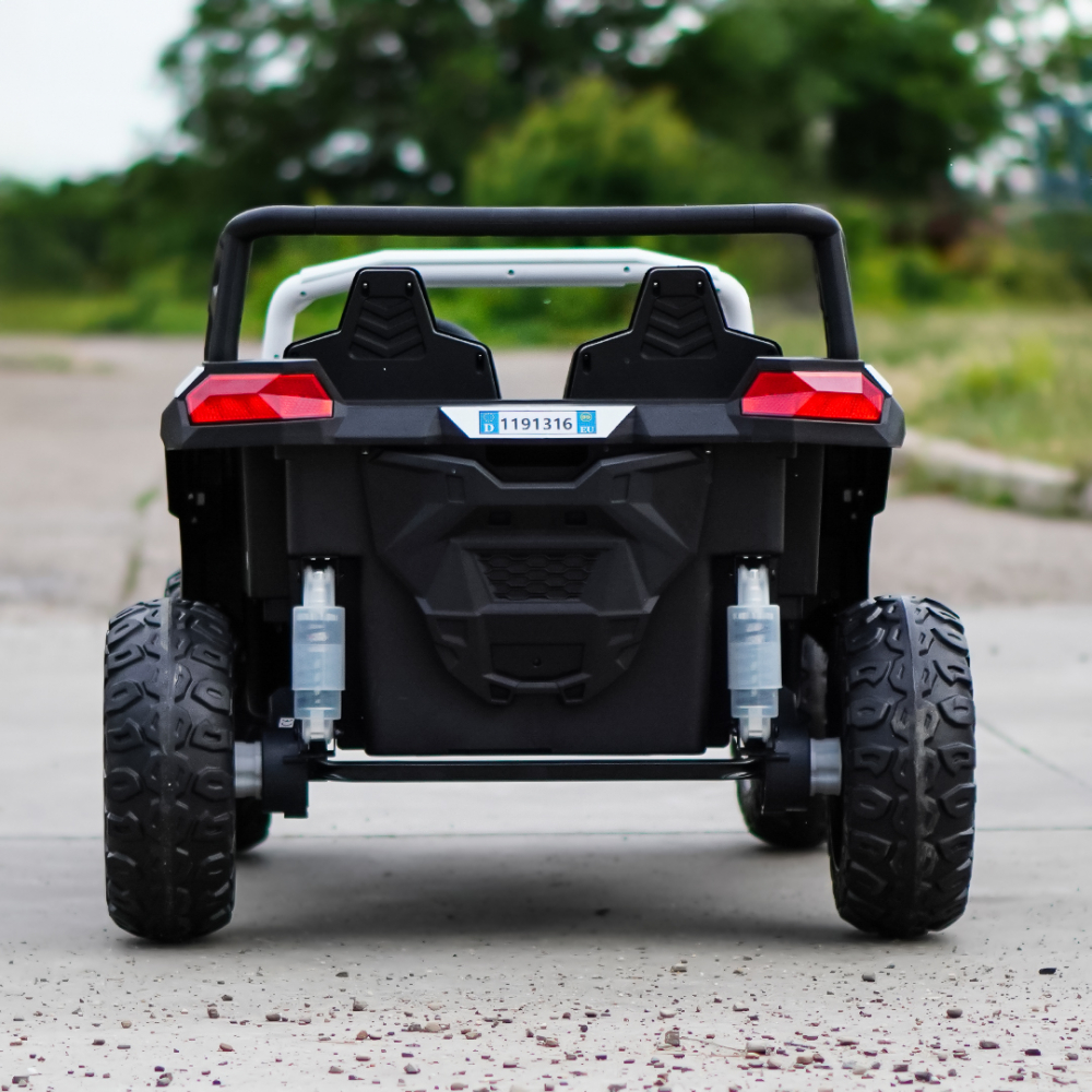 UTV electric pentru 2 copii intre 3-11 ani, Racing 300W 4x4 24V 7ah cu ROTI MOI #Alb [9]