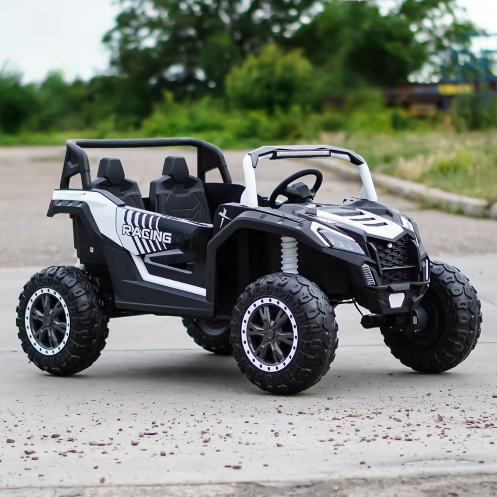 UTV electric pentru 2 copii intre 3-11 ani, Racing 300W 4x4 24V 7ah cu ROTI MOI #Alb [4]