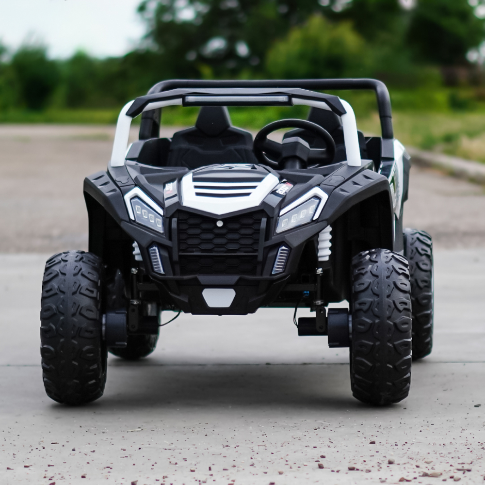UTV electric pentru 2 copii intre 3-11 ani, Racing 300W 4x4 24V 7ah cu ROTI MOI #Alb [3]