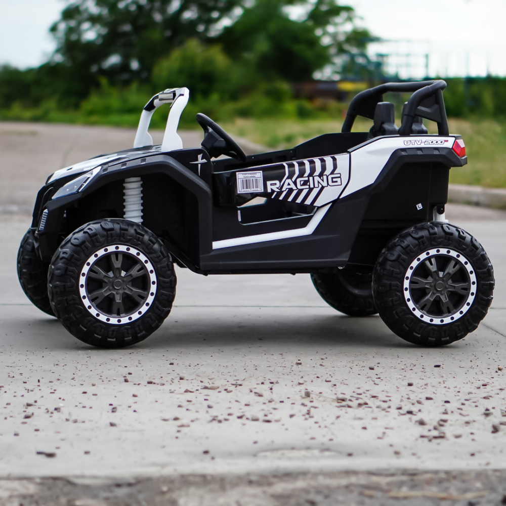 UTV electric pentru 2 copii intre 3-11 ani, Racing 300W 4x4 24V 7ah cu ROTI MOI #Alb [6]