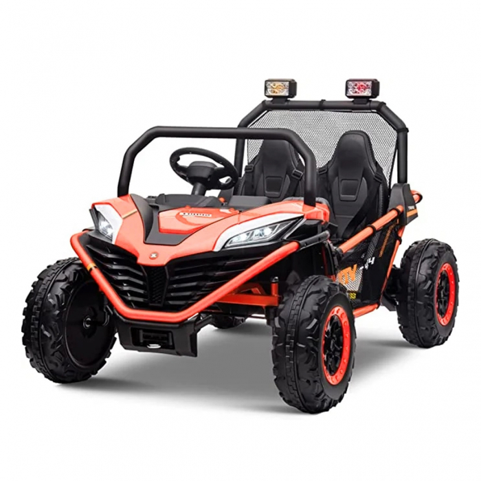 UTV electric pentru 2 copii Kinderauto Dune-Buggy 300W 24V, cu roti MOI, culoare Portocaliu