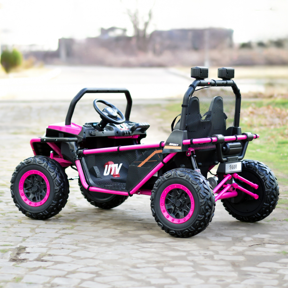 UTV electric pentru 2 copii Kinderauto Dune-Buggy 300W 24V, cu roti MOI, culoare Rose [7]