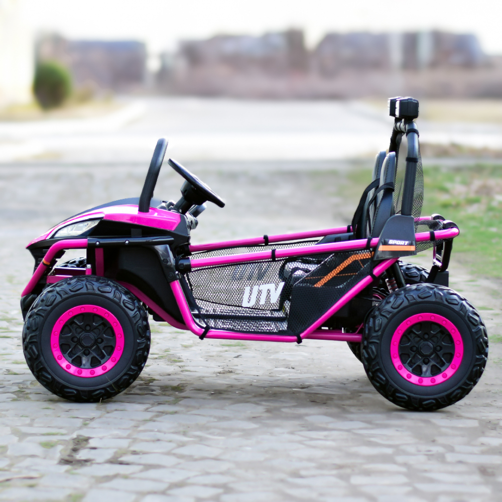 UTV electric pentru 2 copii Kinderauto Dune-Buggy 300W 24V, cu roti MOI, culoare Rose [6]