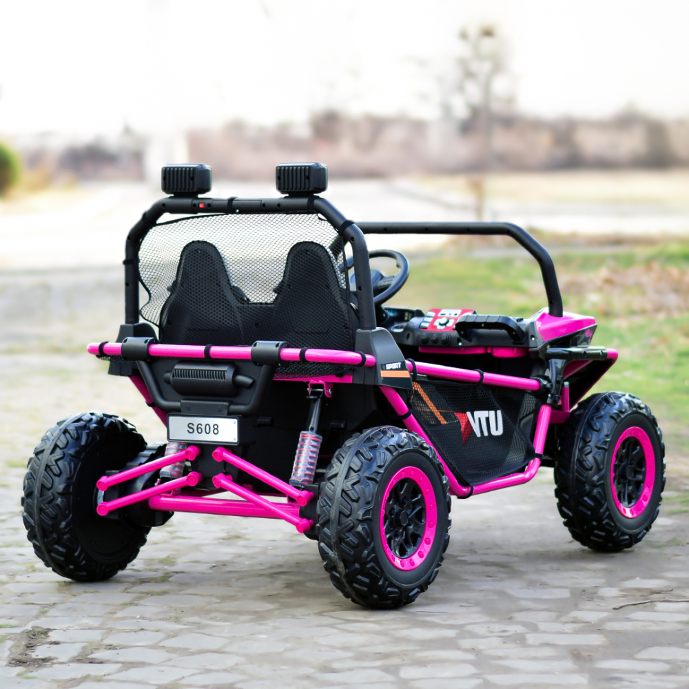 UTV electric pentru 2 copii Kinderauto Dune-Buggy 300W 24V, cu roti MOI, culoare Rose [9]