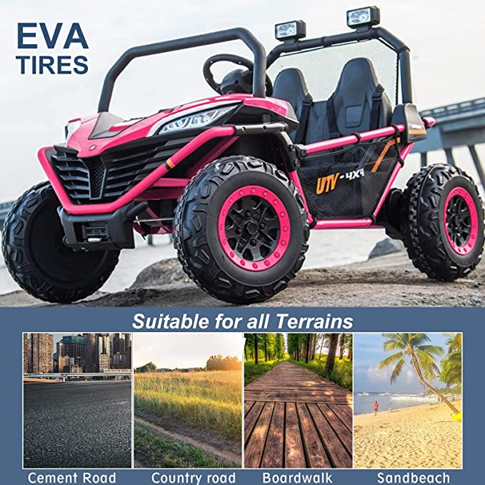 UTV electric pentru 2 copii Kinderauto Dune-Buggy 300W 24V, cu roti MOI, culoare Rose [21]