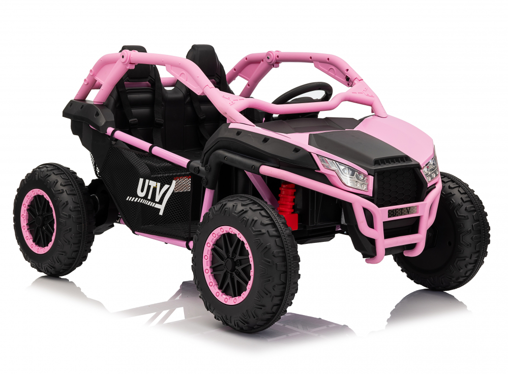 UTV electric pentru copii Kinderauto Dune-Buggy SPORT, 2 locuri, 800W, 24V 10Ah, scaune tapitate, roti moi EVA, roz