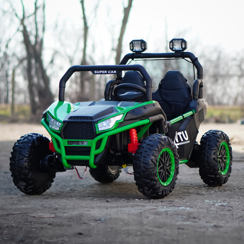 UTV electric pentru 2 copii, Kinderauto Dune-Buggy V2, 800W, 24V 10Ah, echipare premium, verde [10]