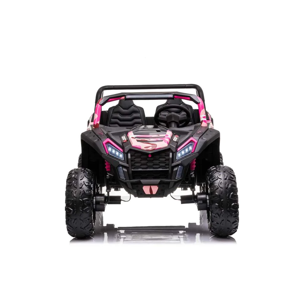 UTV electric pentru 2 copii, Racing 300W 4x4 24V cu ROTI MOI #Pink Camo [6]