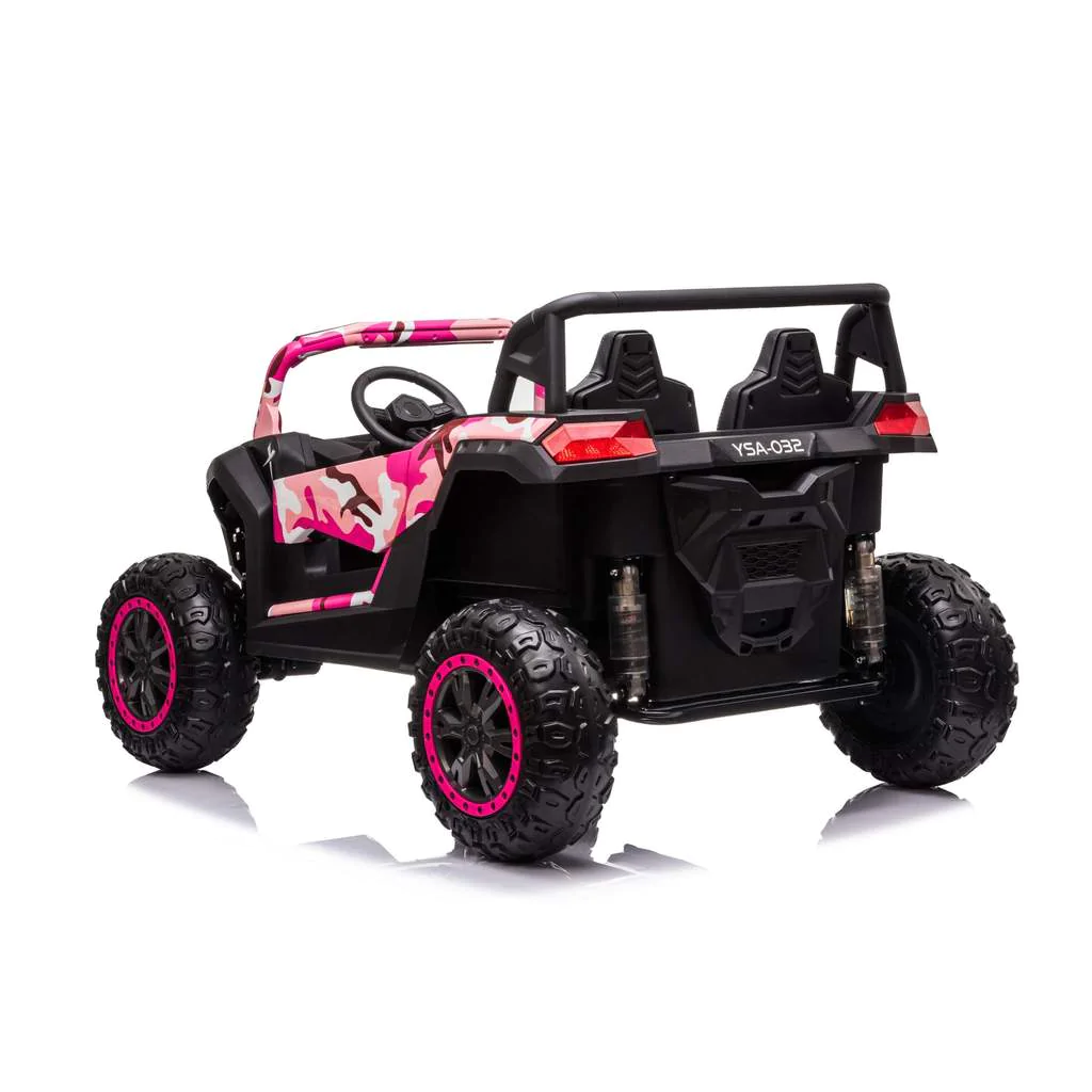 UTV electric pentru 2 copii, Racing 300W 4x4 24V cu ROTI MOI #Pink Camo [3]