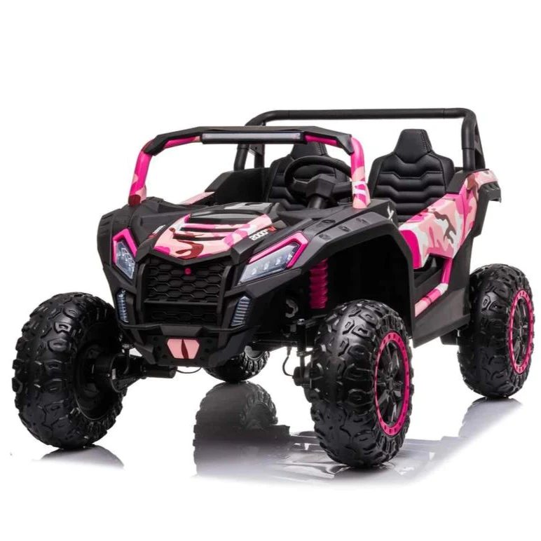 UTV electric pentru 2 copii, Racing 300W 4x4 24V cu ROTI MOI #Pink Camo [1]