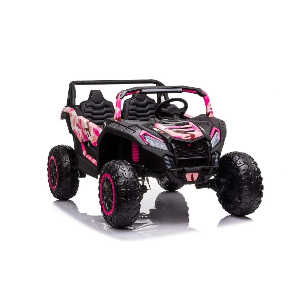 UTV electric pentru 2 copii, Racing 300W 4x4 24V cu ROTI MOI #Pink Camo [5]