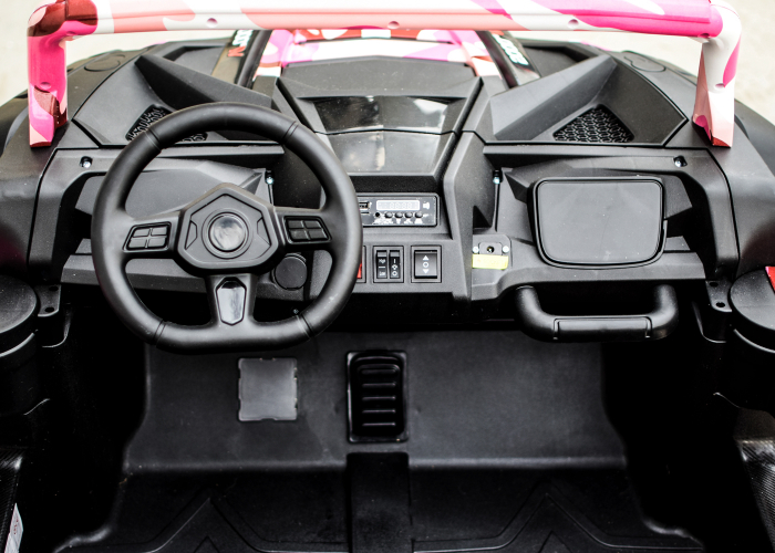 UTV electric pentru 2 copii, Racing 300W 4x4 24V cu ROTI MOI #Pink Camo [10]