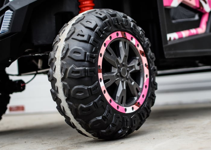 UTV electric pentru 2 copii, Racing 300W 4x4 24V cu ROTI MOI #Pink Camo [6]