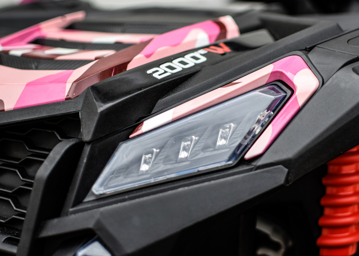 UTV electric pentru 2 copii, Racing 300W 4x4 24V cu ROTI MOI #Pink Camo [9]