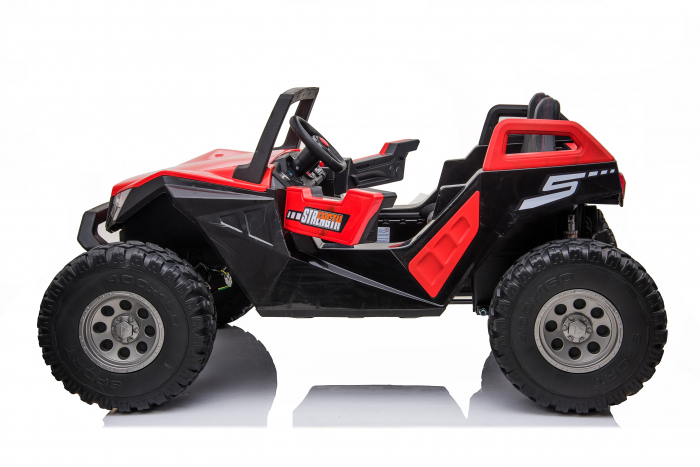 UTV electric pentru 4 copii BJX1929 4x4 300W 24, echipata cu ROTI MOI Rosu [2]