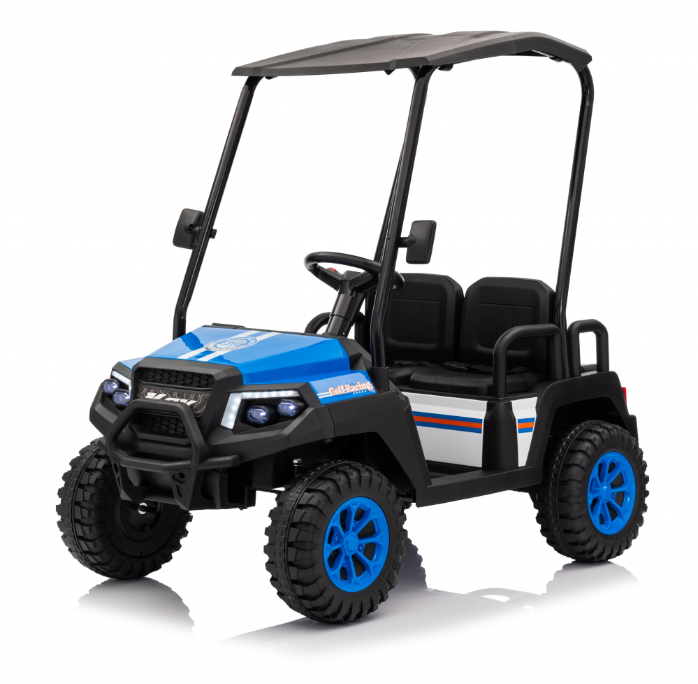 UTV electric pentru 4 copii, Kinderauto Golf-Kart 400W 24V 7Ah, cu roti moi, culoare albastra