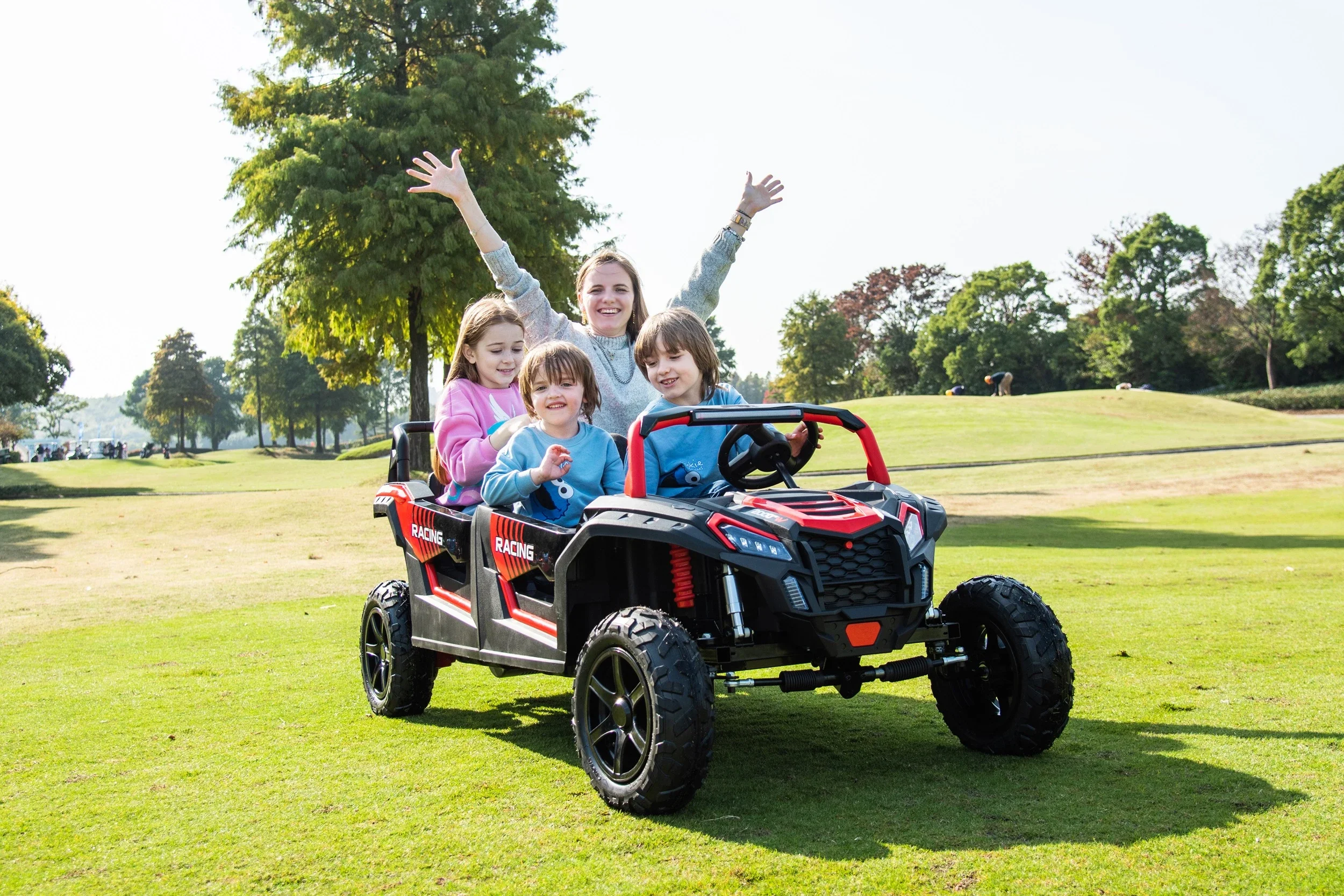 UTV electric pentru copii 4-8 ani, Kinderauto Racing, 4 locuri, 600W, 48V 14Ah, echipare premium, rosu [2]