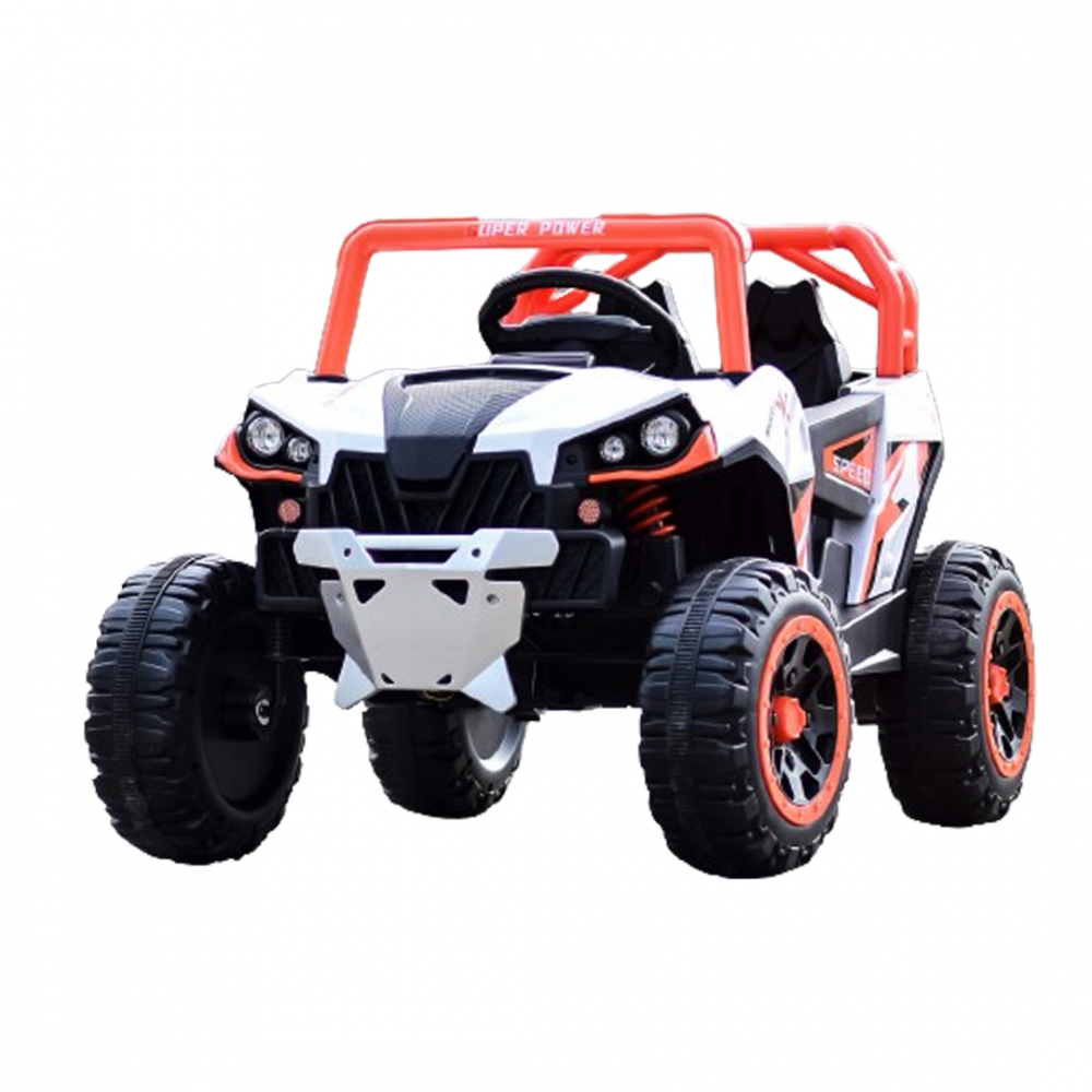 UTV electric pentru copii, Kinderauto RSR 4×4 120W 12V, cu roti moi si scaun tapitat, portocaliu