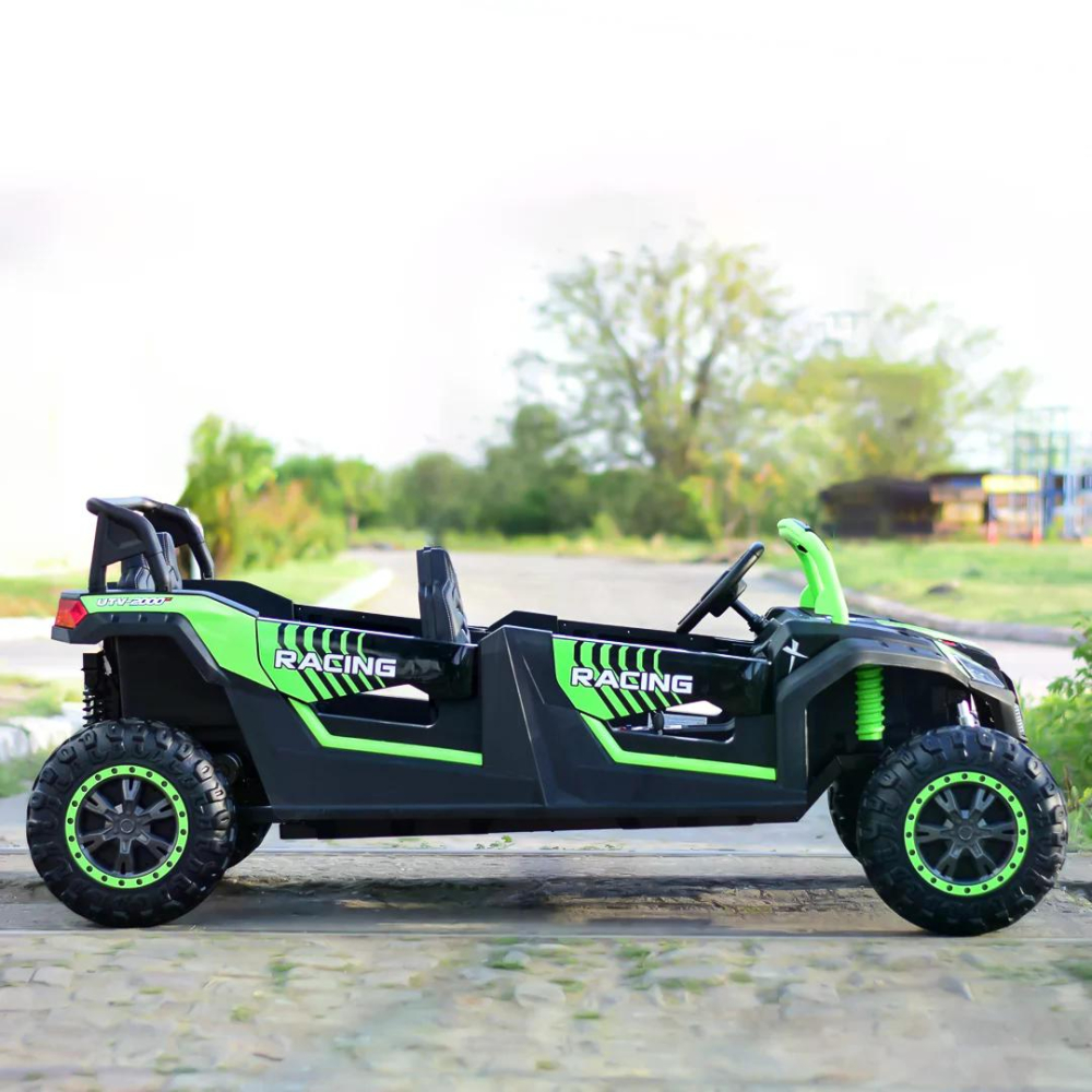 UTV electric pentru copii, 4 locuri, Kinderauto Racing 600W, 24V 20Ah, premium, roti moi EVA, scaun tapitat, verde [6]