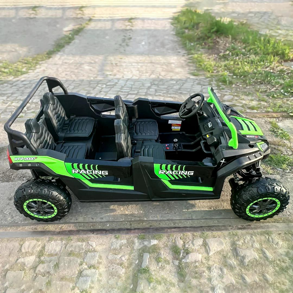 UTV electric pentru copii, 4 locuri, Kinderauto Racing 600W, 24V 20Ah, premium, roti moi EVA, scaun tapitat, verde [7]
