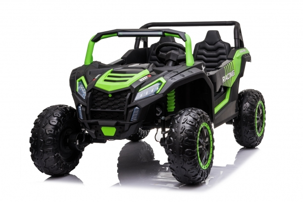 Utv Electric Pentru 2 Copii Intre 3-11 Ani, Racing 300w 4x4 24v 7ah Cu Roti Moi Verde