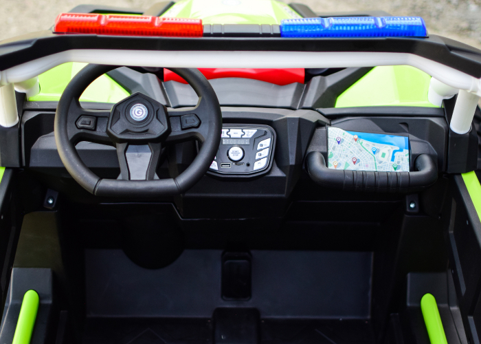 UTV electric de politie pentru copii XB2118, 4x4, 220W, 12V, verde [12]
