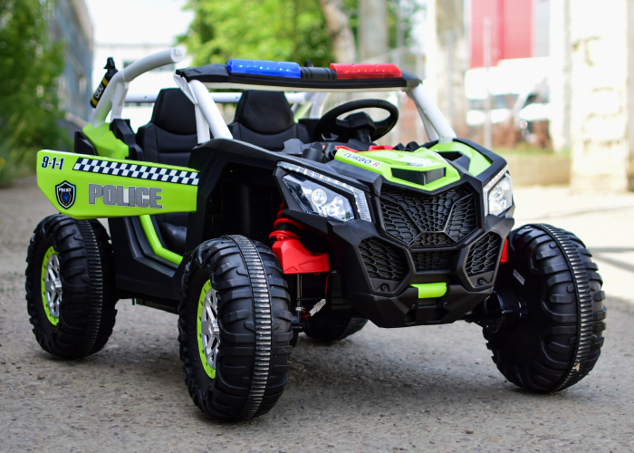 UTV electric de politie pentru copii XB2118, 4x4, 220W, 12V, verde [4]