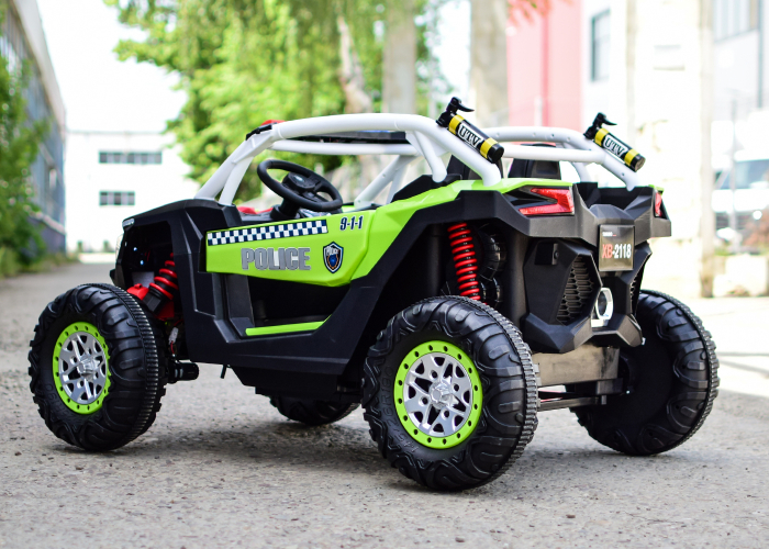 UTV electric de politie pentru copii XB2118, 4x4, 220W, 12V, verde [9]