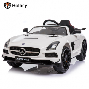 Masinute electrice - Mercedes SLS AMG premium alb, copii 2-7 ani
