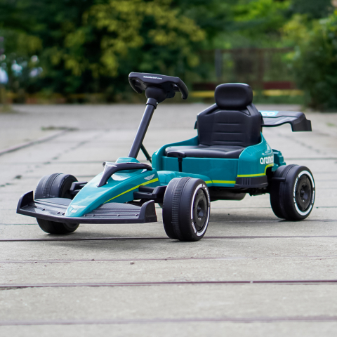 Aston Martin Go Kart Formula 1 cu pedale, pentru copii 4-8 ani, roti moi EVA, verde [10]