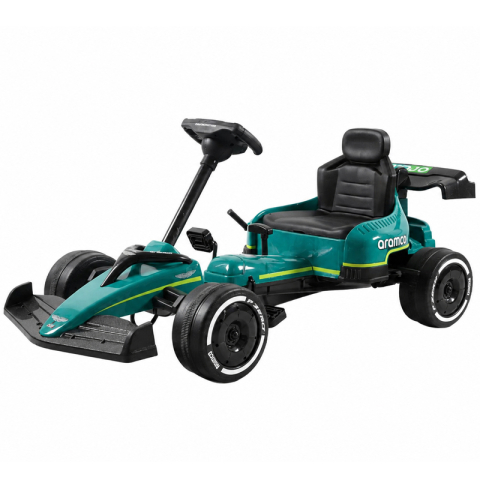 Vehicule speciale - Aston Martin Go Kart Formula 1 cu pedale, pentru copii 4-8 ani, roti moi EVA, verde