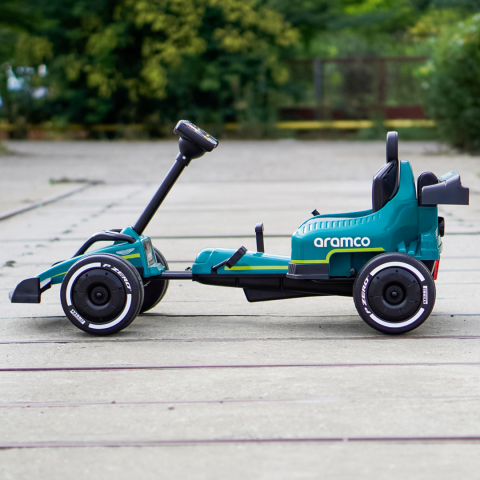Aston Martin Go Kart Formula 1 cu pedale, pentru copii 4-8 ani, roti moi EVA, verde [8]