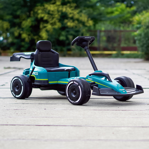 Aston Martin Go Kart Formula 1 cu pedale, pentru copii 4-8 ani, roti moi EVA, verde [1]