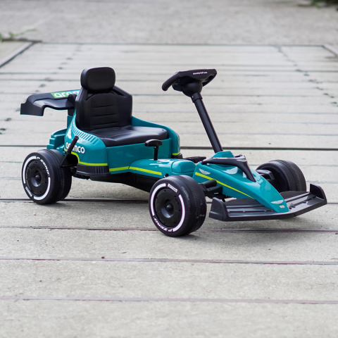 Aston Martin Go Kart Formula 1 cu pedale, pentru copii 4-8 ani, roti moi EVA, verde [3]