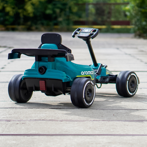 Aston Martin Go Kart Formula 1 cu pedale, pentru copii 4-8 ani, roti moi EVA, verde [5]