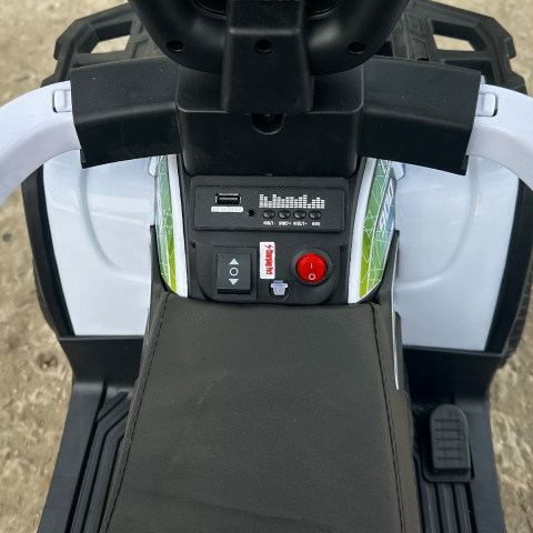 ATV electric cu maner 3 in 1, Kinderauto Warrior, pentru copii 1-3 ani, 30W 6V, roti moi, scaun tapitat, parasolar, echipare Premium, verde [9]
