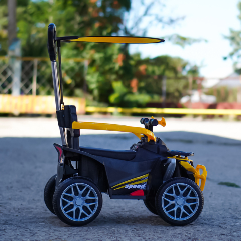 ATV electric cu maner 4 in 1, Kinderauto Hercules, pentru copii 1-3 ani, 35W 6V, telecomanda, premium, galben [5]