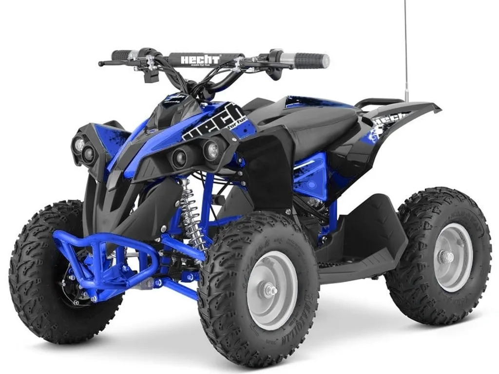 Produse in stoc - ATV electric Kinder Eco Wolf , motor 1060W 36V pozitionat pe punte si cui remorcare,  culoare albastra