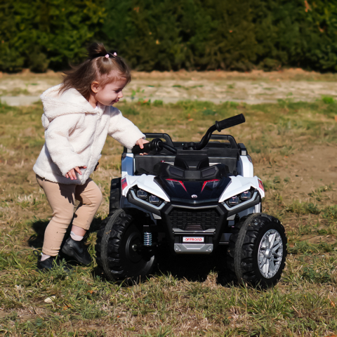 ATV electric pentru copii 2-6 ani, Kinderauto FarmQuad 6x6, 180W, 12V 14AH, roti EVA, premium, alb [1]