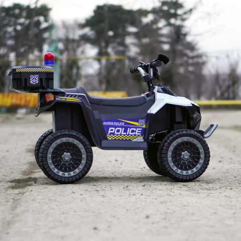 ATV electric pentru copii 3-6 ani, Kinderauto Police, 80W, 12V 7Ah, echipare premium, alb [5]