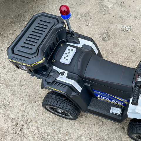 ATV electric pentru copii 3-6 ani, Kinderauto Police, 80W, 12V 7Ah, echipare premium, alb [13]
