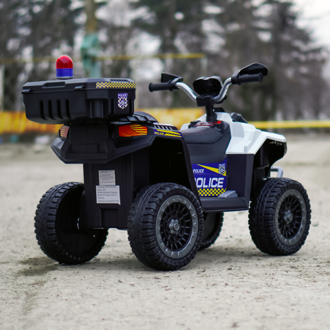 ATV electric pentru copii 3-6 ani, Kinderauto Police, 80W, 12V 7Ah, echipare premium, alb [6]