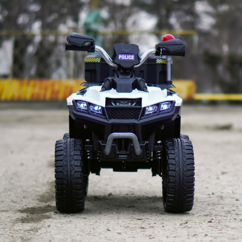 ATV electric pentru copii 3-6 ani, Kinderauto Police, 80W, 12V 7Ah, echipare premium, alb [2]