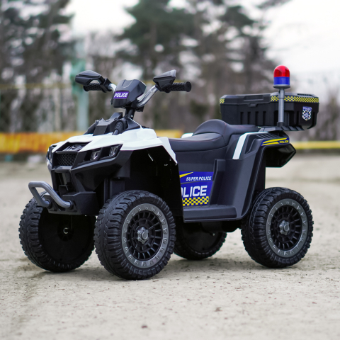 ATV electric pentru copii 3-6 ani, Kinderauto Police, 80W, 12V 7Ah, echipare premium, alb [10]