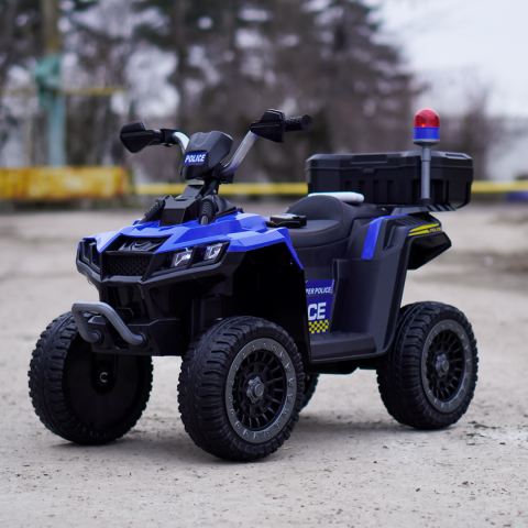 ATV electric pentru copii 3-6 ani, Kinderauto Police, 80W, 12V 7Ah, echipare premium, albastru [1]