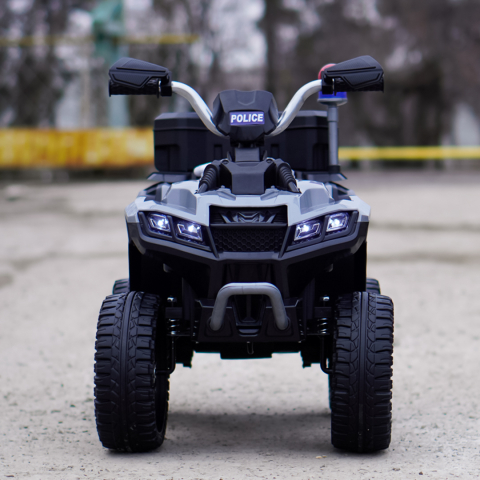 ATV electric pentru copii 3-6 ani, Kinderauto Police, 80W, 12V 7Ah, echipare premium, gri [2]