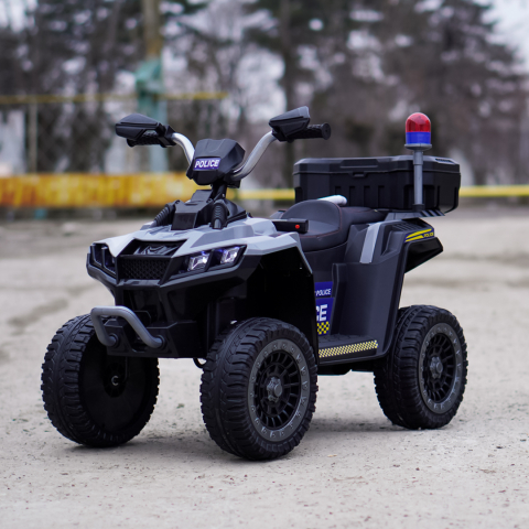 ATV electric pentru copii 3-6 ani, Kinderauto Police, 80W, 12V 7Ah, echipare premium, gri [3]