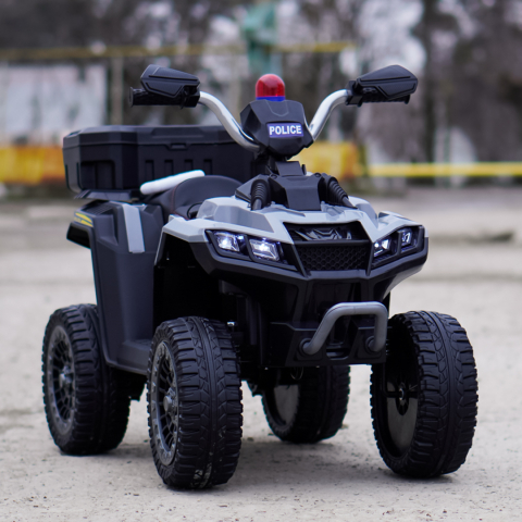 ATV electric pentru copii 3-6 ani, Kinderauto Police, 80W, 12V 7Ah, echipare premium, gri [1]